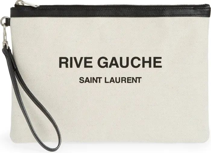 Saint Laurent Rive Gauche Canvas Beach Pouch | Nordstrom | Nordstrom