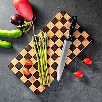 Amazon.com: Wood Cutting Board Butcher Block, Wooden Chopping Board with Checkerboard Pattern a... | Amazon (US)