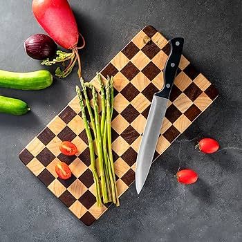 Amazon.com: Wood Cutting Board Butcher Block, Wooden Chopping Board with Checkerboard Pattern a... | Amazon (US)