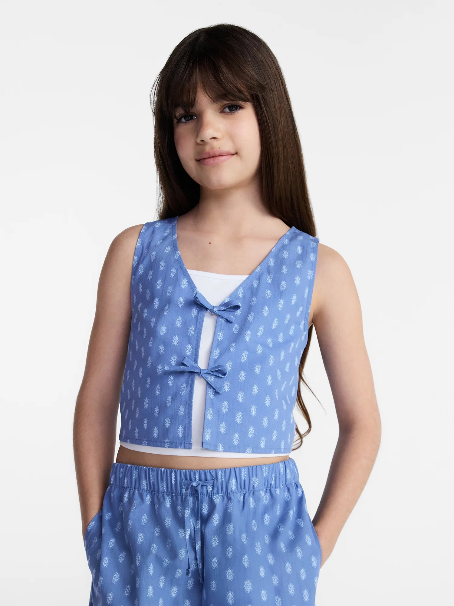 Weekend Academy Girls Printed Bow Cotton Vest, Sizes 4-18 | Walmart (US)
