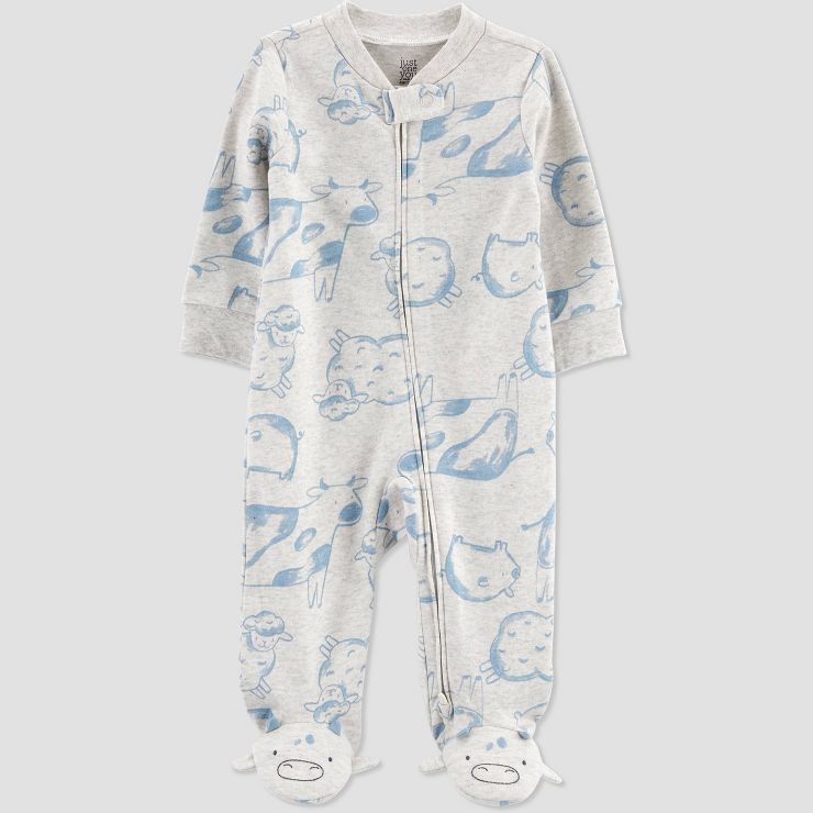 Carter's Just One You® Baby Boys' Farm Animal Footed Pajama - Gray | Target