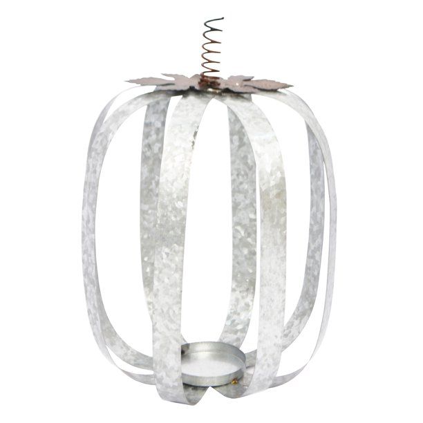 Way To Celebrate Harvest Galvanized Steel Pumpkin-Shaped Pillar Candle Holder - Walmart.com | Walmart (US)