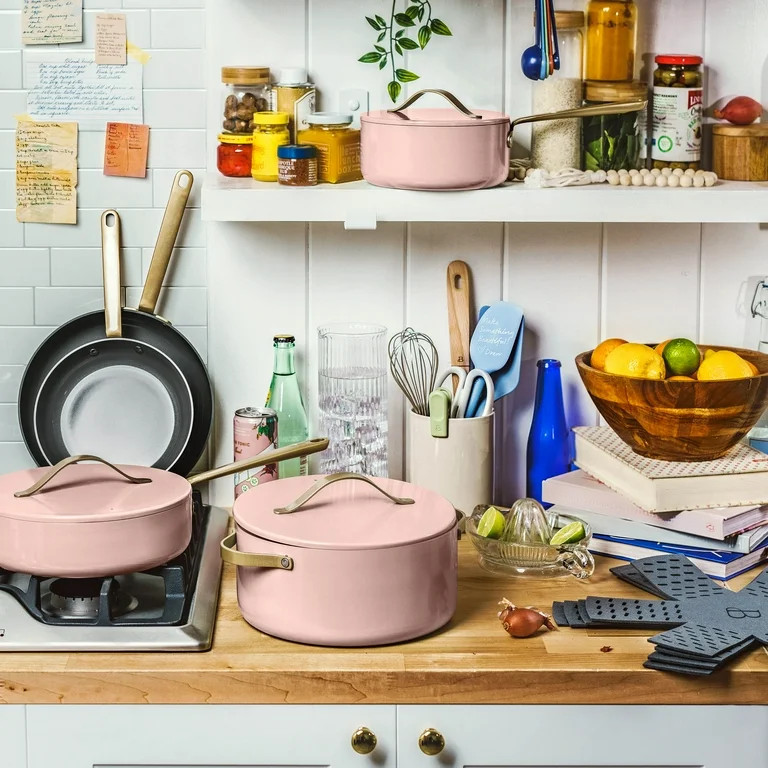 Beautiful 12pc Ceramic Non-Stick Cookware Set, Rose by Drew Barrymore | Walmart (US)
