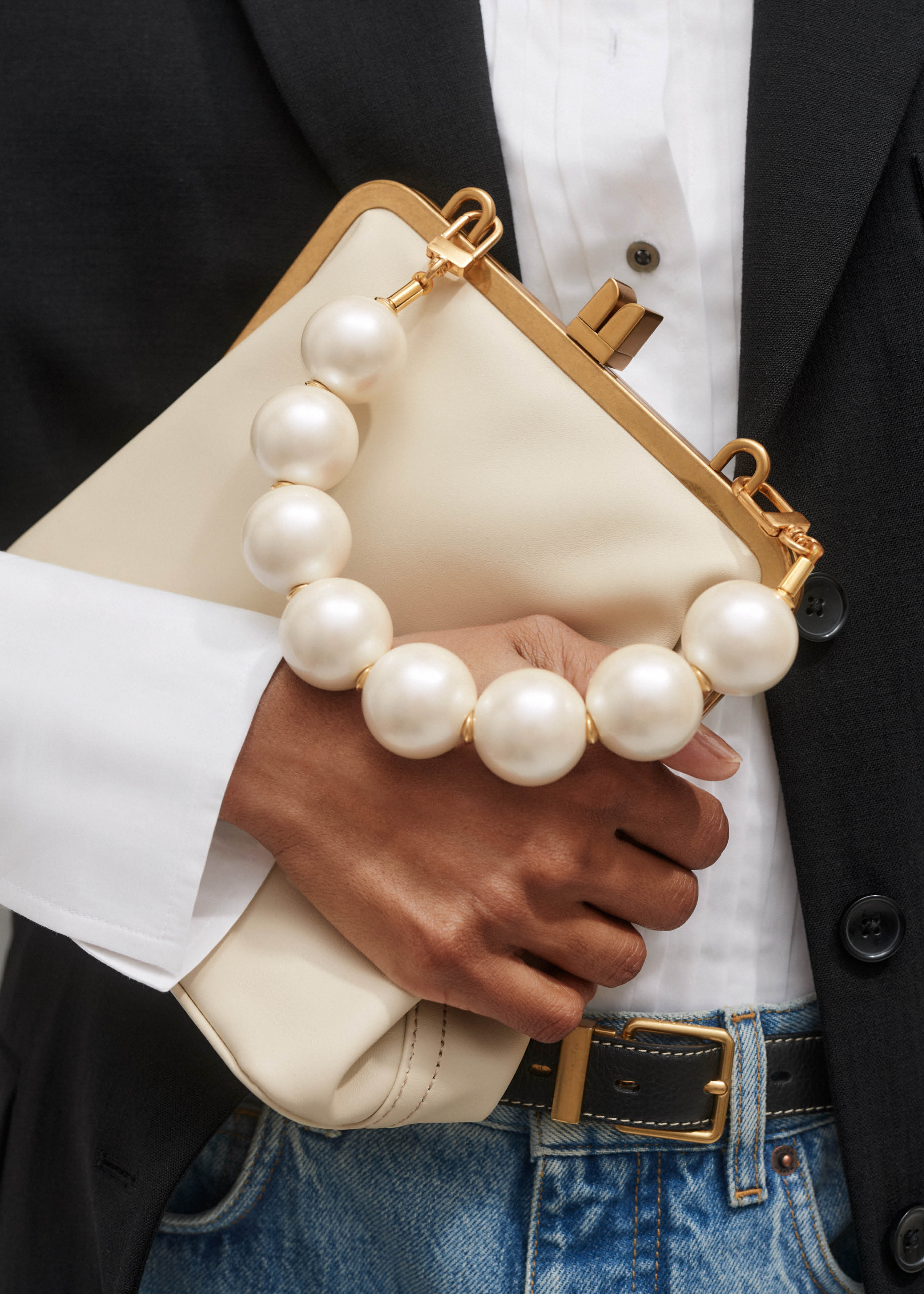 Faux Pearl Handle Bag Nappa Leather | ME+EM Global (Excluding US)