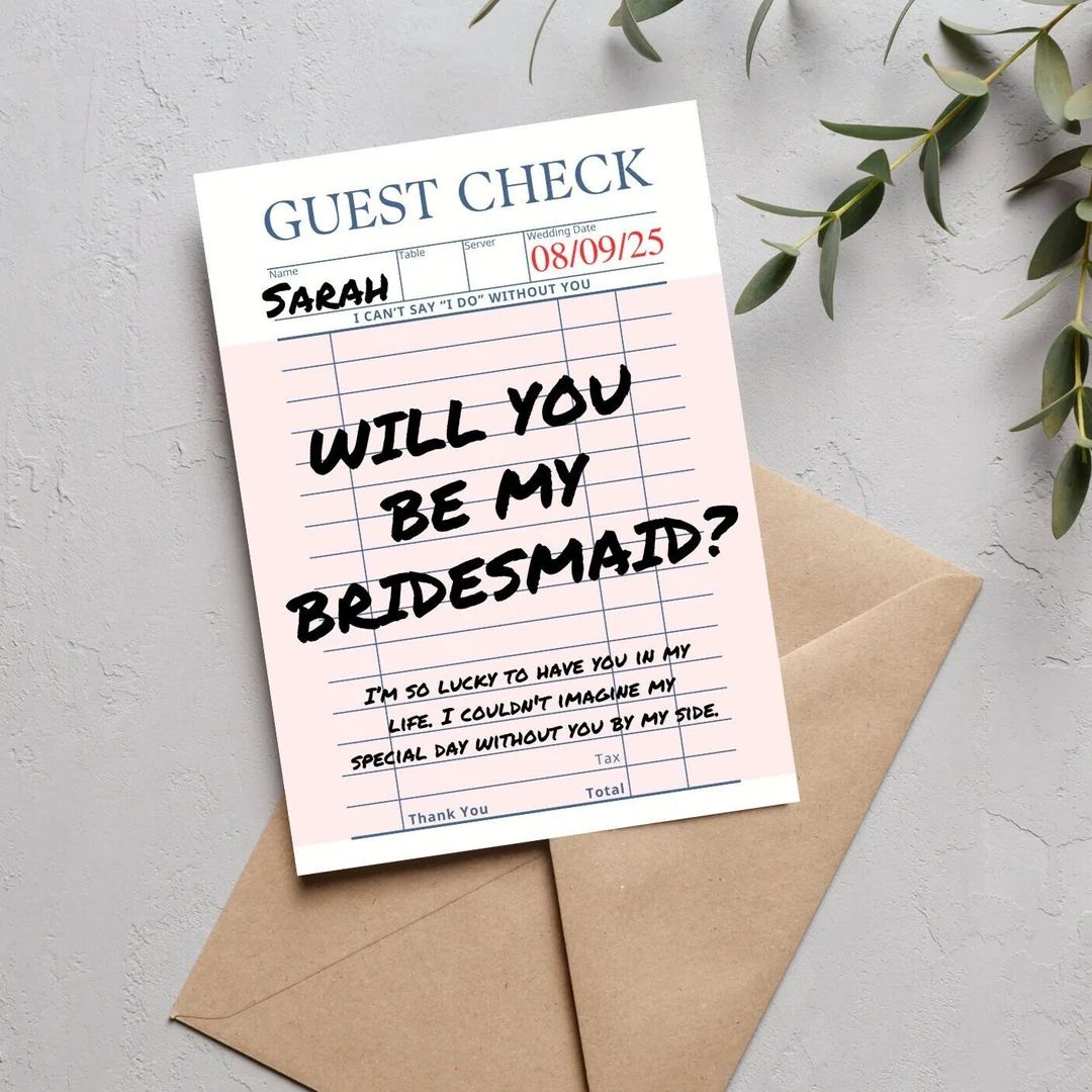 Guest Check Bridesmaid Proposal Card Personalizable Modern - Etsy | Etsy (US)