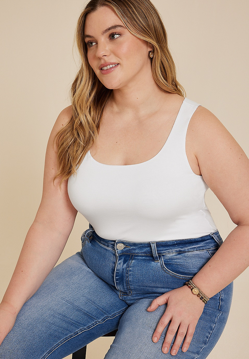 Plus Size Simply Smooth Double Layer Square Neck Tank Top | Maurices
