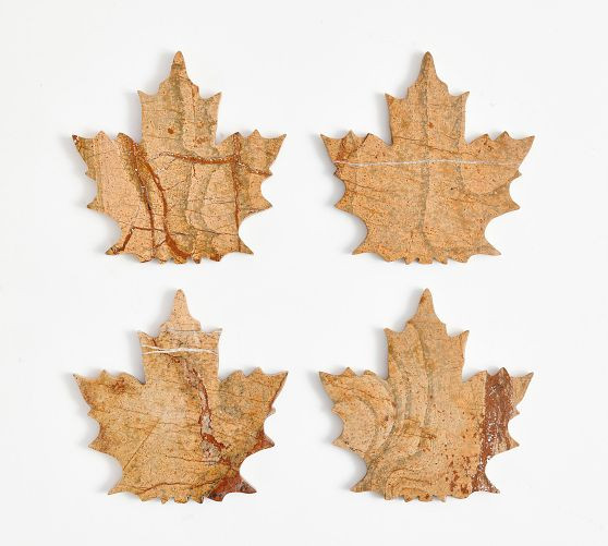 Maple Leaf Marble Coasters - Set of 4 | Pottery Barn (US)