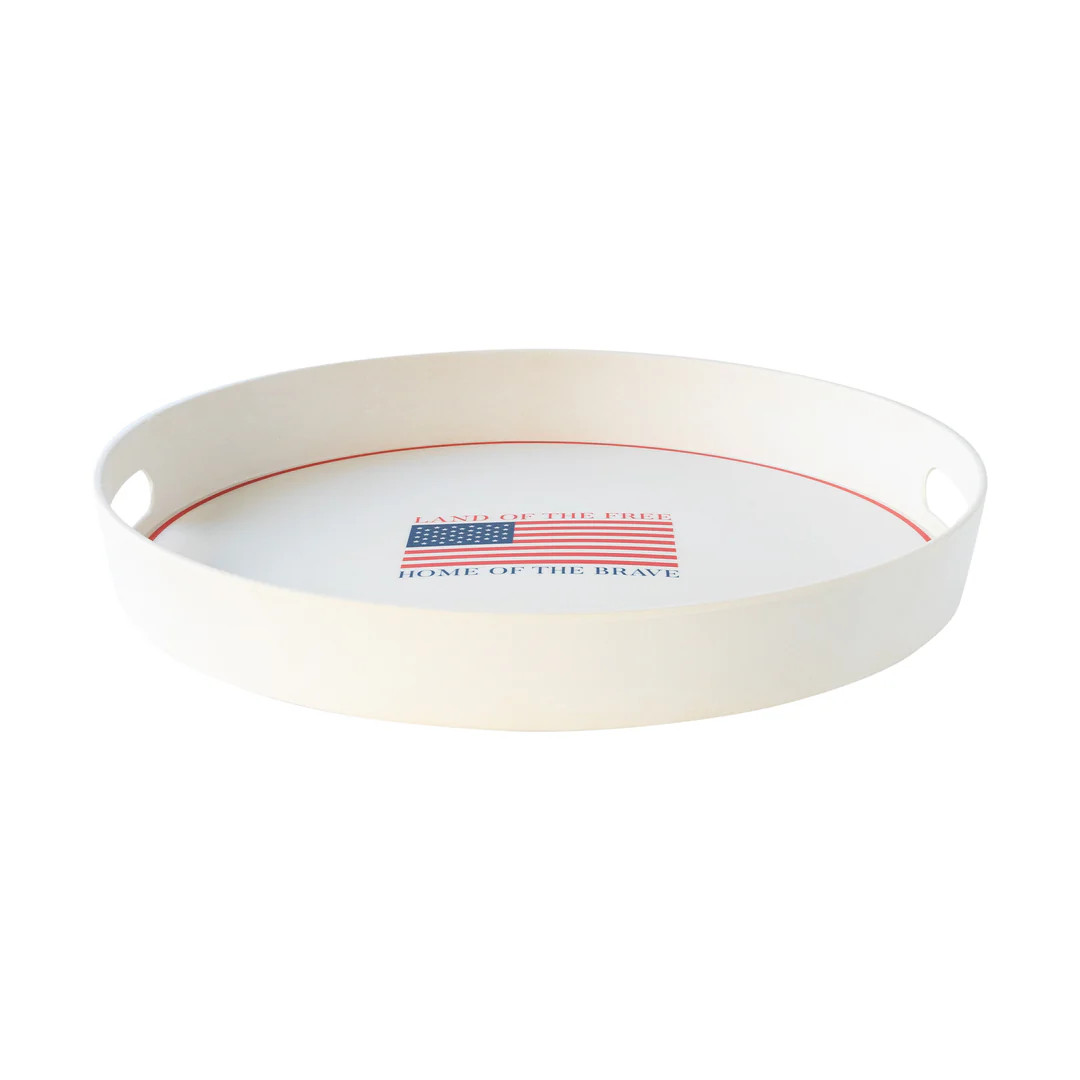 Land of the Brave Reusable Bamboo Round Serving Tray | My Mind's Eye