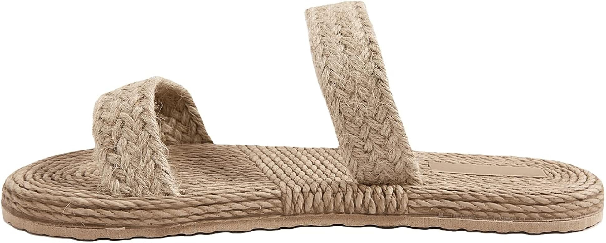 GORGLITTER Lined Braided Slide Sandal Two Straps Open Toe Flat Sandals | Amazon (US)