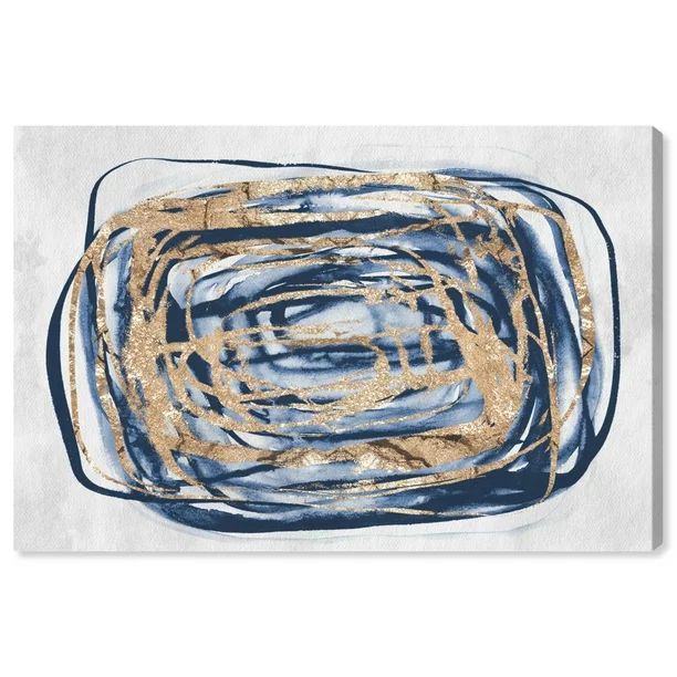 Runway Avenue Abstract Wall Art Canvas Prints 'Torbellino' Home Décor, 45" x 30", Blue, Gold | Walmart (US)