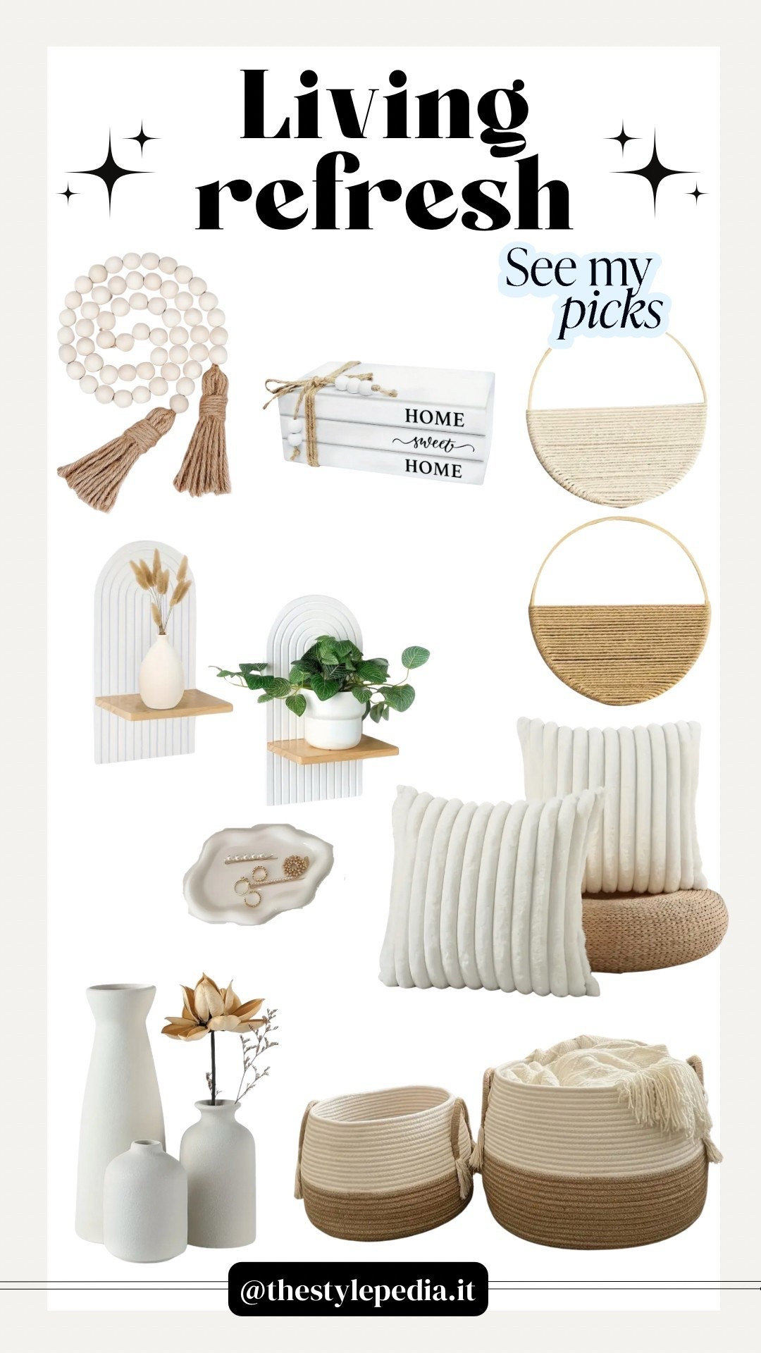 A nice selection to refresh your living from Amazon! 
#amazon #amazonfinds #ltkhomedecor #hoemdecor #homedesign #pillows #shelf #shelves #vase #living #livingroom #home #casa #accessori #accessoricasa #salone 

#LTKeurope #LTKhome #LTKitalia