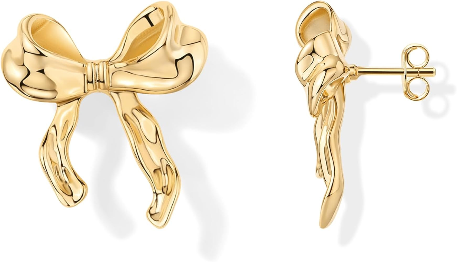 PAVOI 14K Gold Plated Cubic Zirconia Bow Stud Earrings for Women | Coquette Earring Pair | Amazon (US)