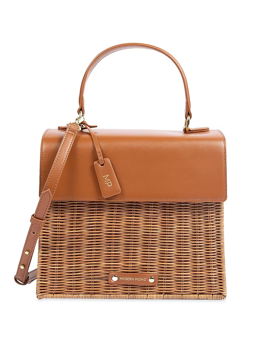 Women's The Luncher Wicker & Vegan Leather Bag - Brown Wick | Saks Fifth Avenue