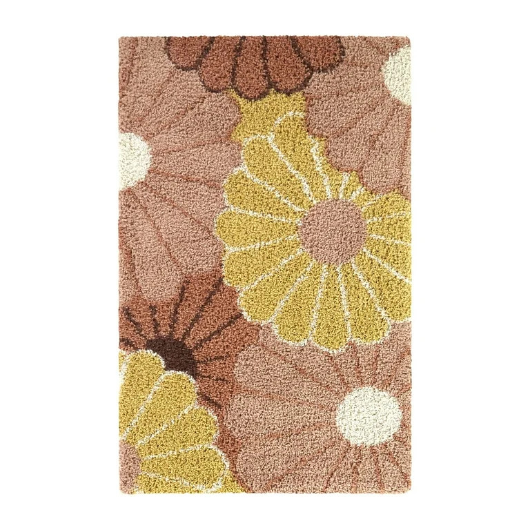 Mainstays Pink Floral Shag Indoor Accent Rug, 4' x 5'5" | Walmart (US)