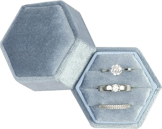 Equal Hexagon Velvet Ring Box Storage 3 Slots for Wedding Ceremony Proposal Engagement Birthday (... | Amazon (US)