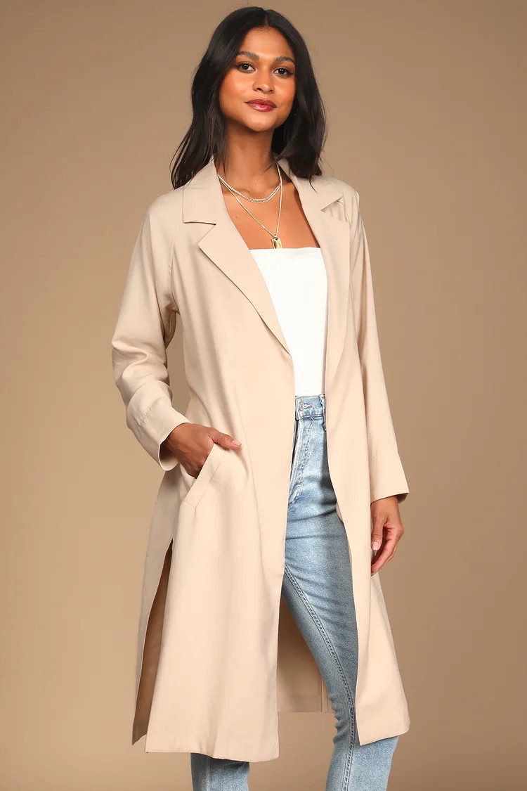 Gwyneth Tan Tie-Back Trench Coat | Lulus (US)