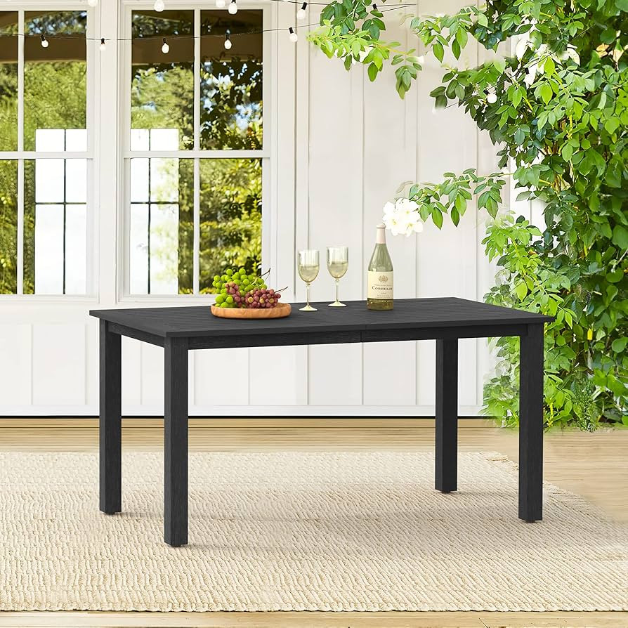 6-Person HDPS Outdoor Dining Table, Weather-Resistant Rectangle Patio Dining Table, 500 LBS Weigh... | Amazon (US)