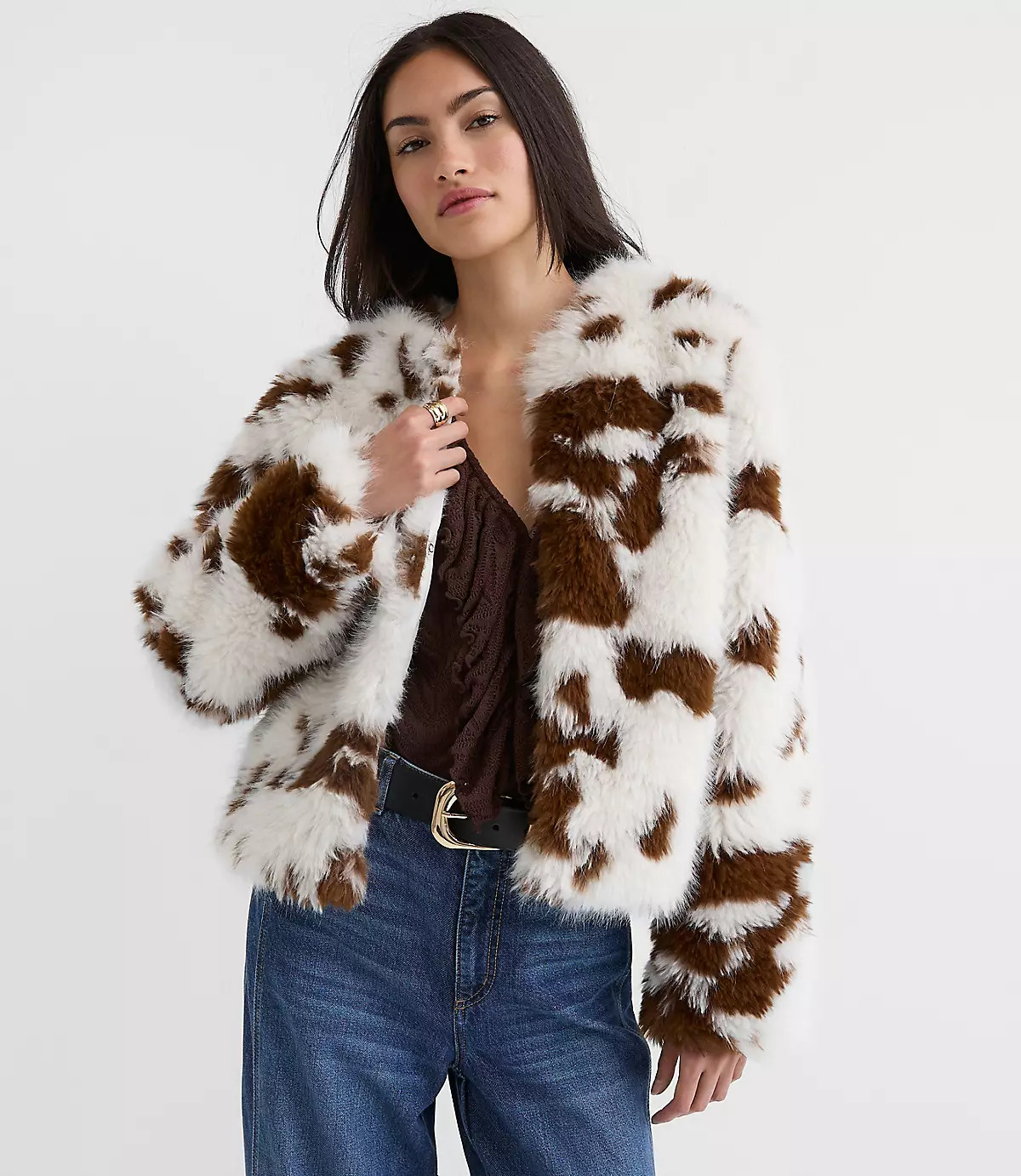 Spotted Faux Shearling Jacket | LOFT