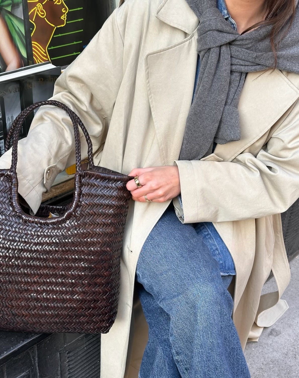 Styling a Rue Sophie trench coat for spring with jeans, neutral minimalistic city fashion perfect for workwear capsule wardrobes and running errands 

#LTKworkwear #LTKstyletip #LTKspring