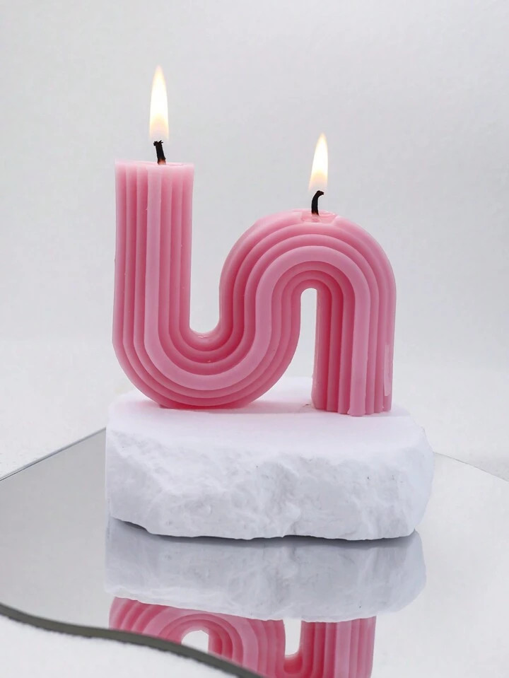 1box Light Pink Geometric S Shaped Aromatherapy Candle | SHEIN