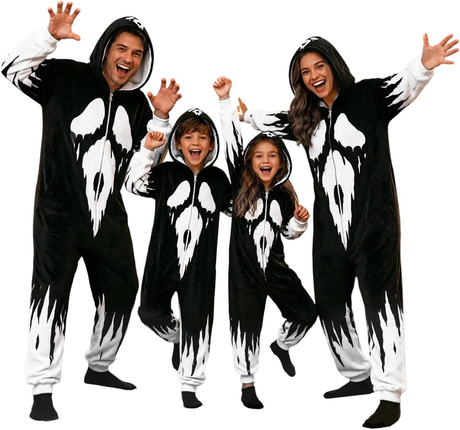 Family Matching Halloween Onesie Pajamas Flannel Zipper Hooded Loungewear | Amazon (US)