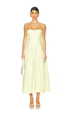 Shona Joy Maiori Gathered Midi Dress in Lemon from Revolve.com | Revolve Clothing (Global)