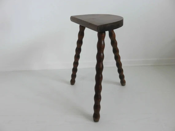 Large Tripod Stool Brutalist Solid Wood Half Moon Seat1950 - Etsy | Etsy (US)