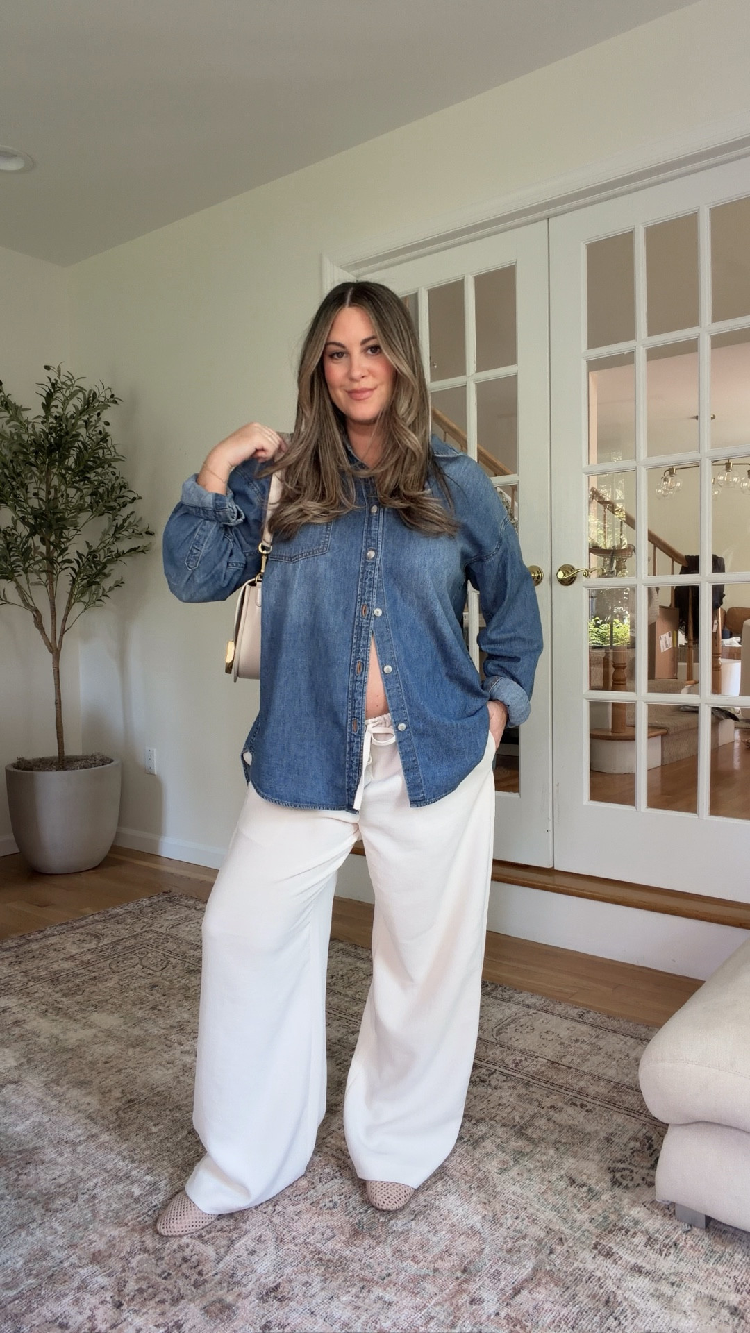 Proving why the Aritzia lodge pants are worth it! 15 ways to style them, part 1. Sized up to L (short) for pregnancy/under the bump. 〰️ pregnancy outfits, bump outfits, pregnancy style, Aritzia lodge pants, Aritzia crepe pants, Aritzia outfits, spring outfits, spring outfit ideas, spring outfits 2026 

 

#LTKootd #LTKSeasonal #LTKBump