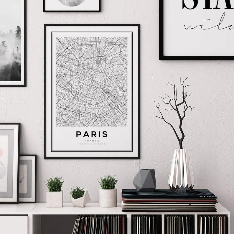 Paris Map Print Paris Carte Paris City Paris Map Poster - Etsy | Etsy (US)