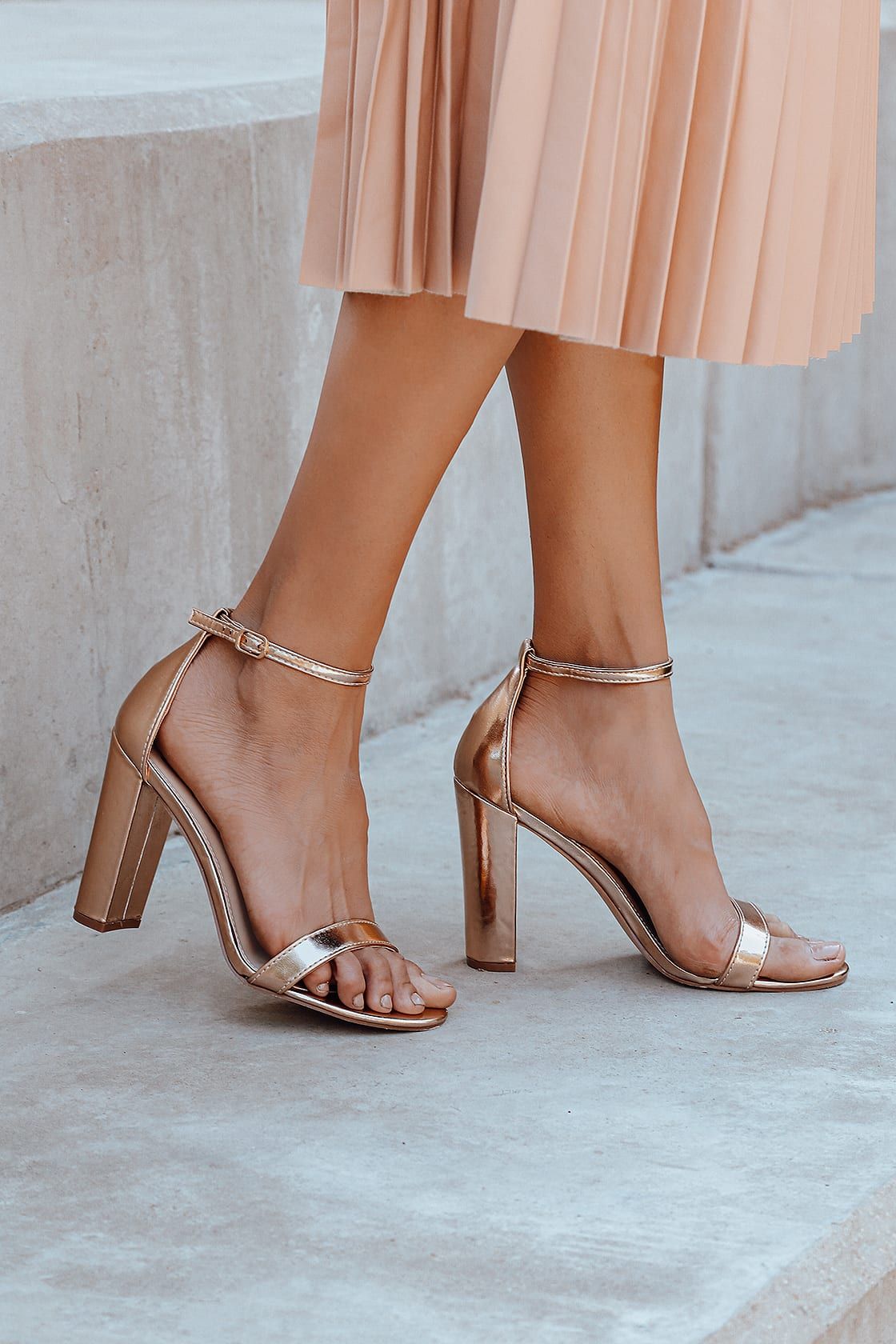 Taylor Rose Gold Ankle Strap Heels | Lulus