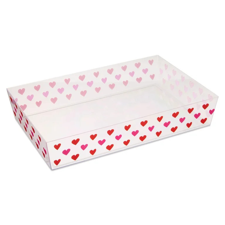 Clear Rectangular Tray, Pink and Red, 10" x 14", Valentine's Day by Way To Celebrate | Walmart (US)