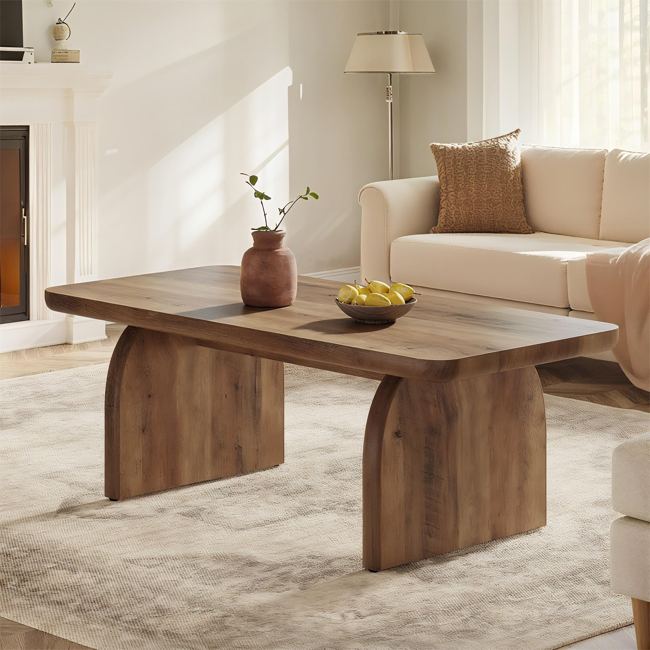 Lantine Farmhouse Coffee Table for Living Room, 47.24" Rectangle Wood Coffee Table, Easy Assembly | Walmart (US)