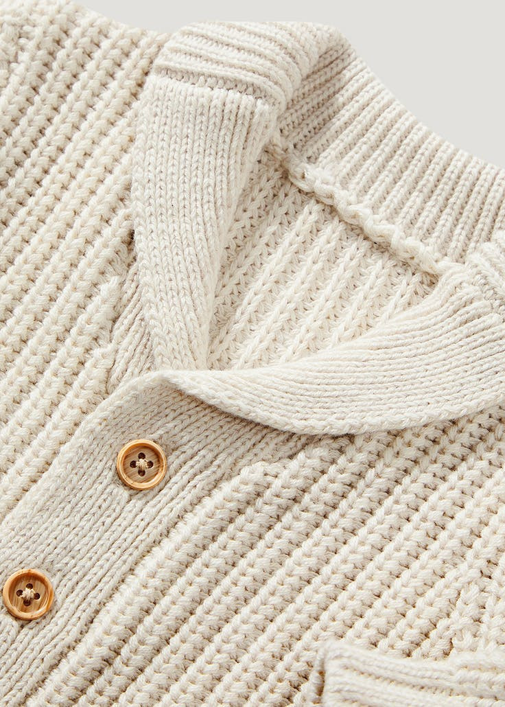 Unisex Stone Fisherman Ribbed Cardigan (Newborn-23mths) – Stone | Matalan (UK)