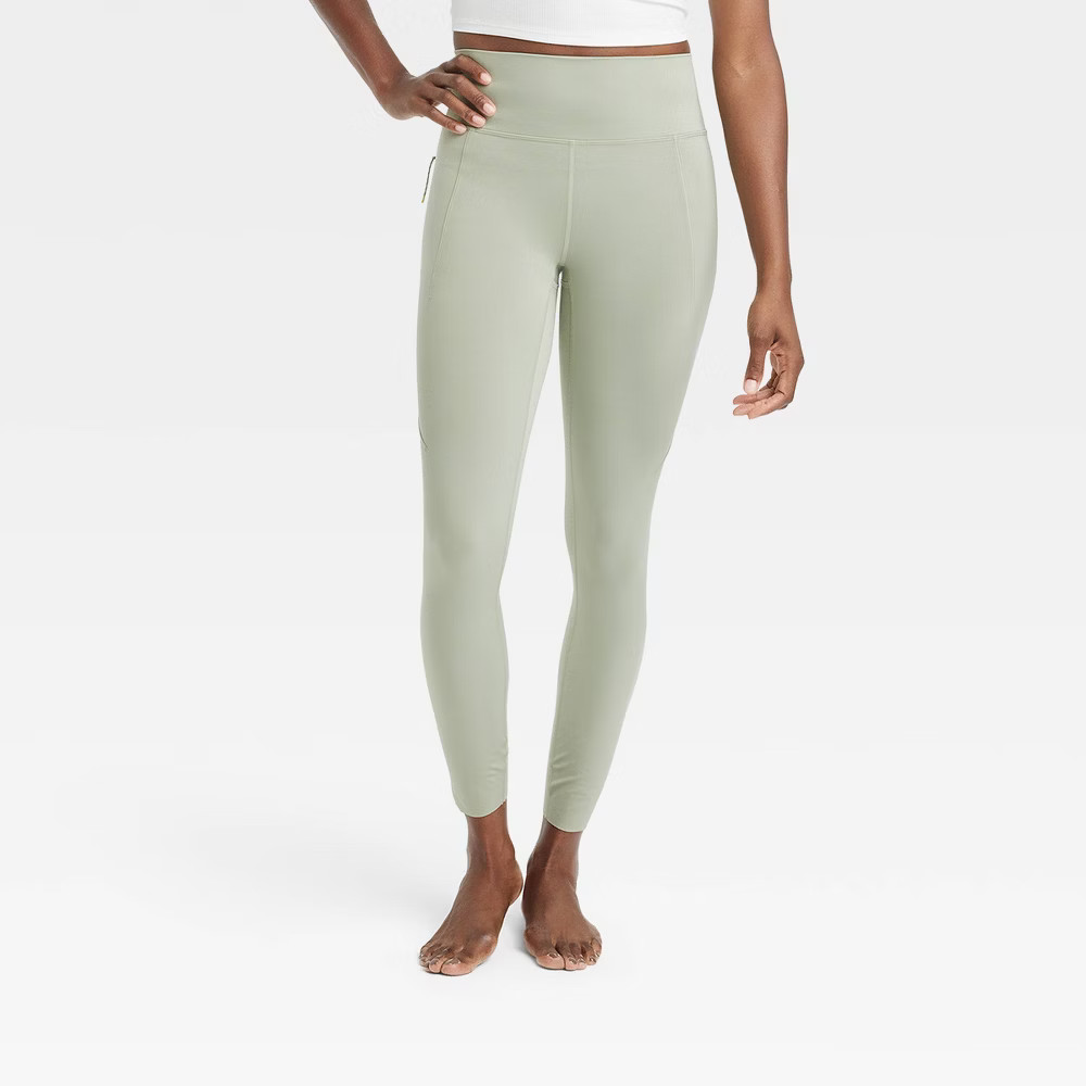 Women's Flex Ribbed Curvy Fit High-Rise 7/8 Leggings - All in Motion Light Green S | Target