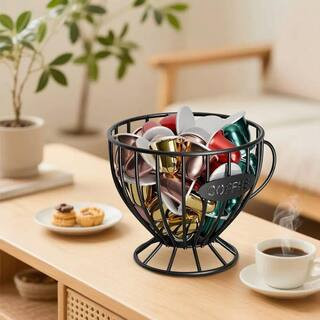 Black Metal Coffee Pod Holder Organizer Drawer with Open Top for K Cup Capsule Storage Multi-Purpose Basket | The Home Depot