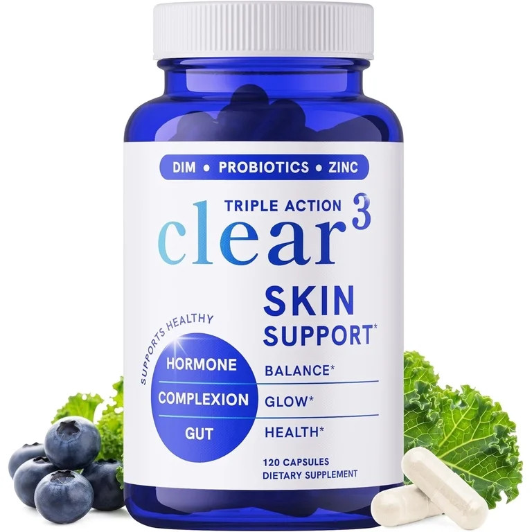 Clear Skin Supplement with Zinc, DIM & Probiotics, 3-in-1 Formula with Hyaluronic Acid, Niacinami... | Walmart (US)