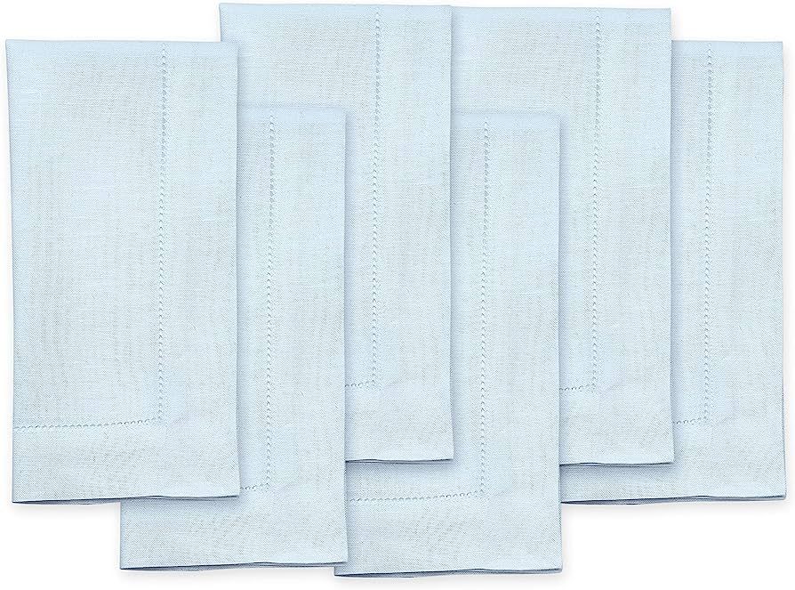 Solino Home Linen Dinner Napkins Light Blue – 20 x 20 Inch Set of 6 – 100% Pure Linen Fabric... | Amazon (US)