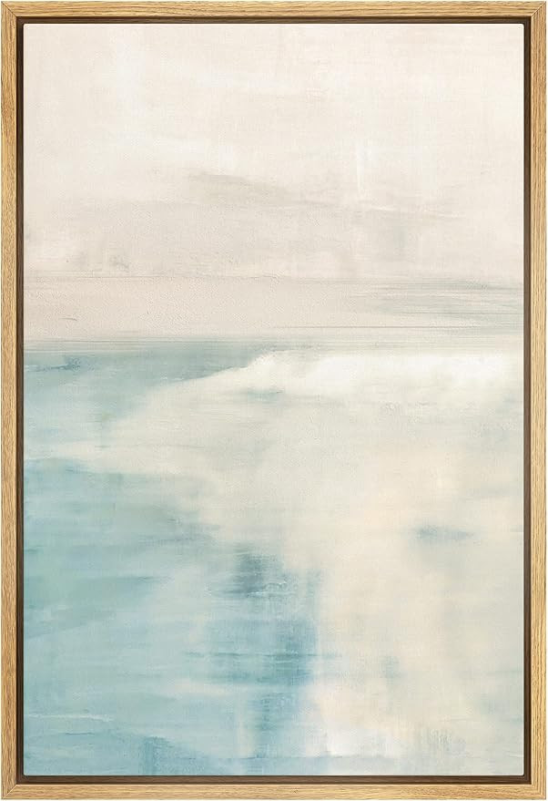 SIGNWIN Framed Canvas Print Wall Art Pastel Watercolor Teal Tan Landscape Abstract Shapes Illustr... | Amazon (US)