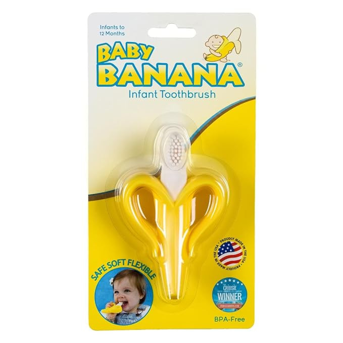 Baby Banana Yellow Banana Infant Toothbrush, Easy to Hold, Made in the USA, Train Infants Babies ... | Amazon (US)