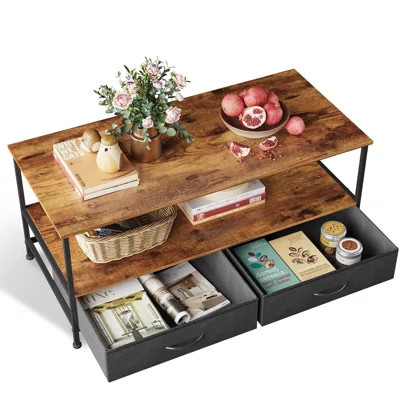 Coffee Table With Storage Drawers And Open Shelves | Wayfair North America