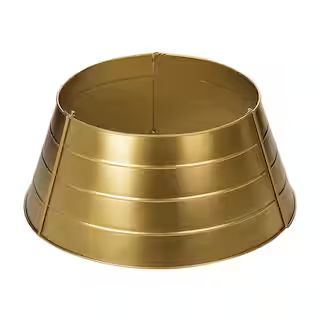 22 in. D Christmas Painted Gold Metal Tree Collar (KD) | The Home Depot
