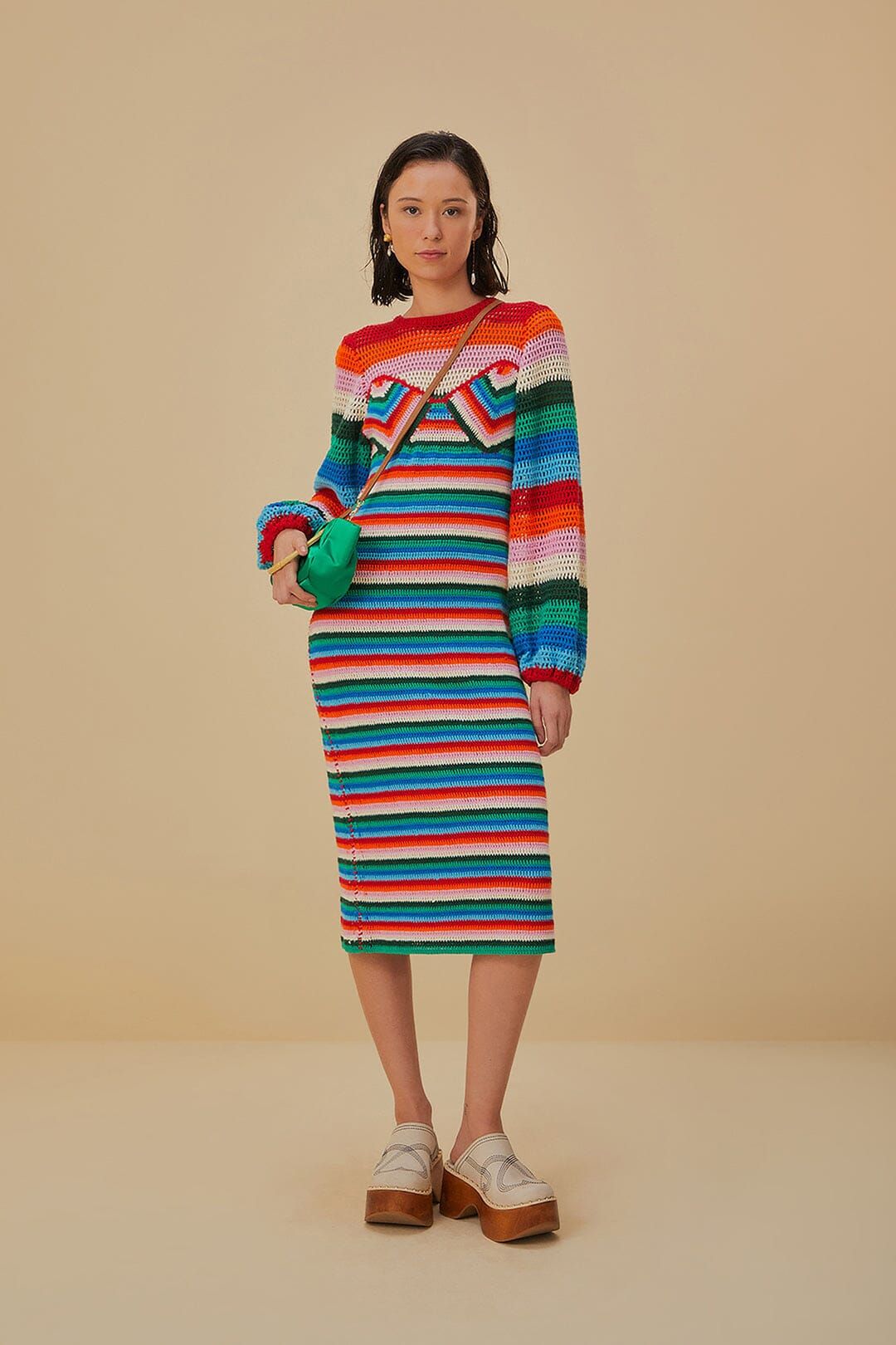Colorful Stripes Crochet Midi Dress | FarmRio