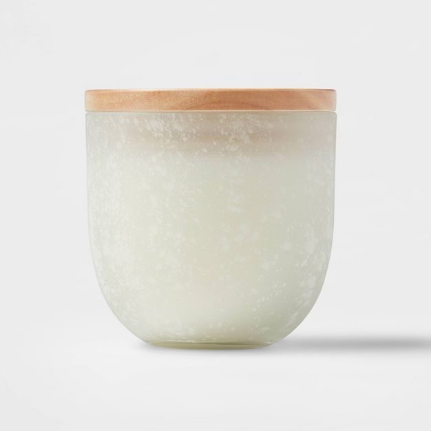 10oz Tinted Salt Finish Glass Candle with Wood Lid Sea Salt &#38; Coconut Cream - Threshold&#8482... | Target