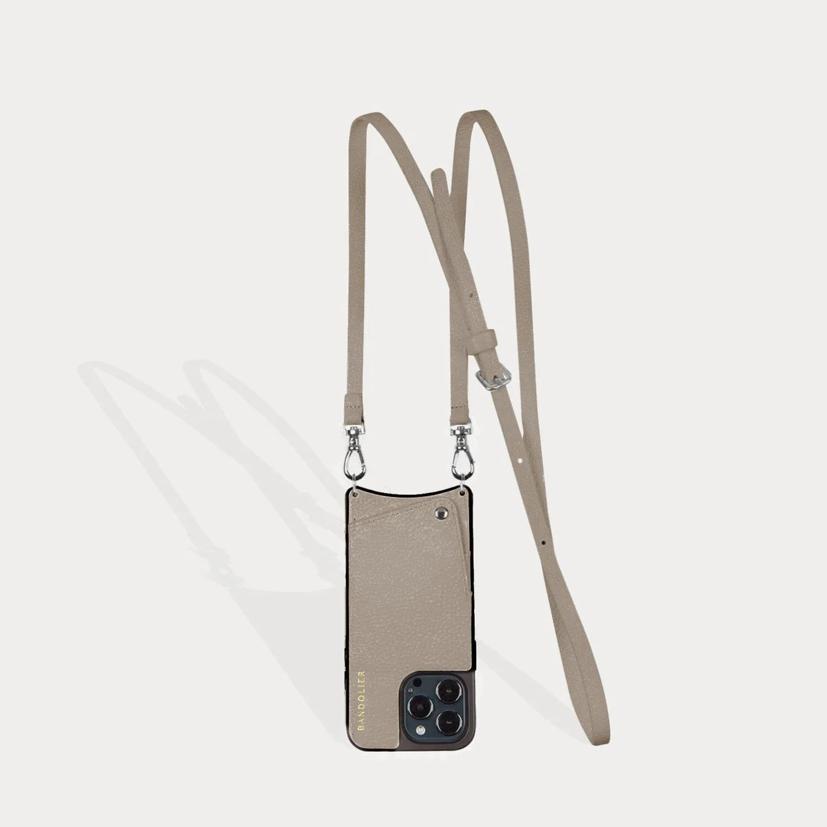Emma Pebble Leather Crossbody Bandolier - Greige/Silver | Bandolier