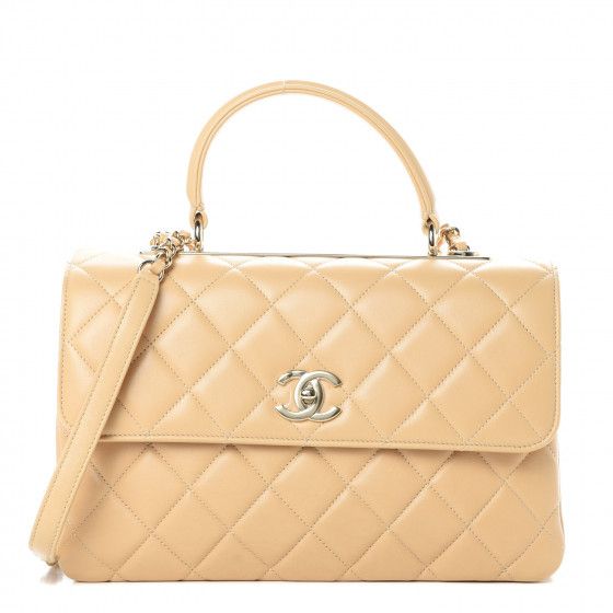 CHANEL Lambskin Quilted Medium Trendy CC Flap Dual Handle Bag Beige | Fashionphile