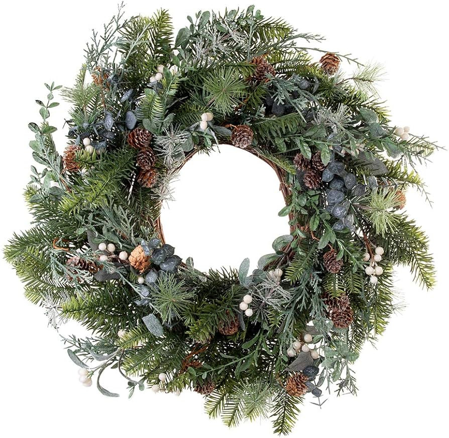 [24 Inch Artificial Christmas Wreath] - Rustic White Berry Collection - Natural Decoration consis... | Amazon (US)