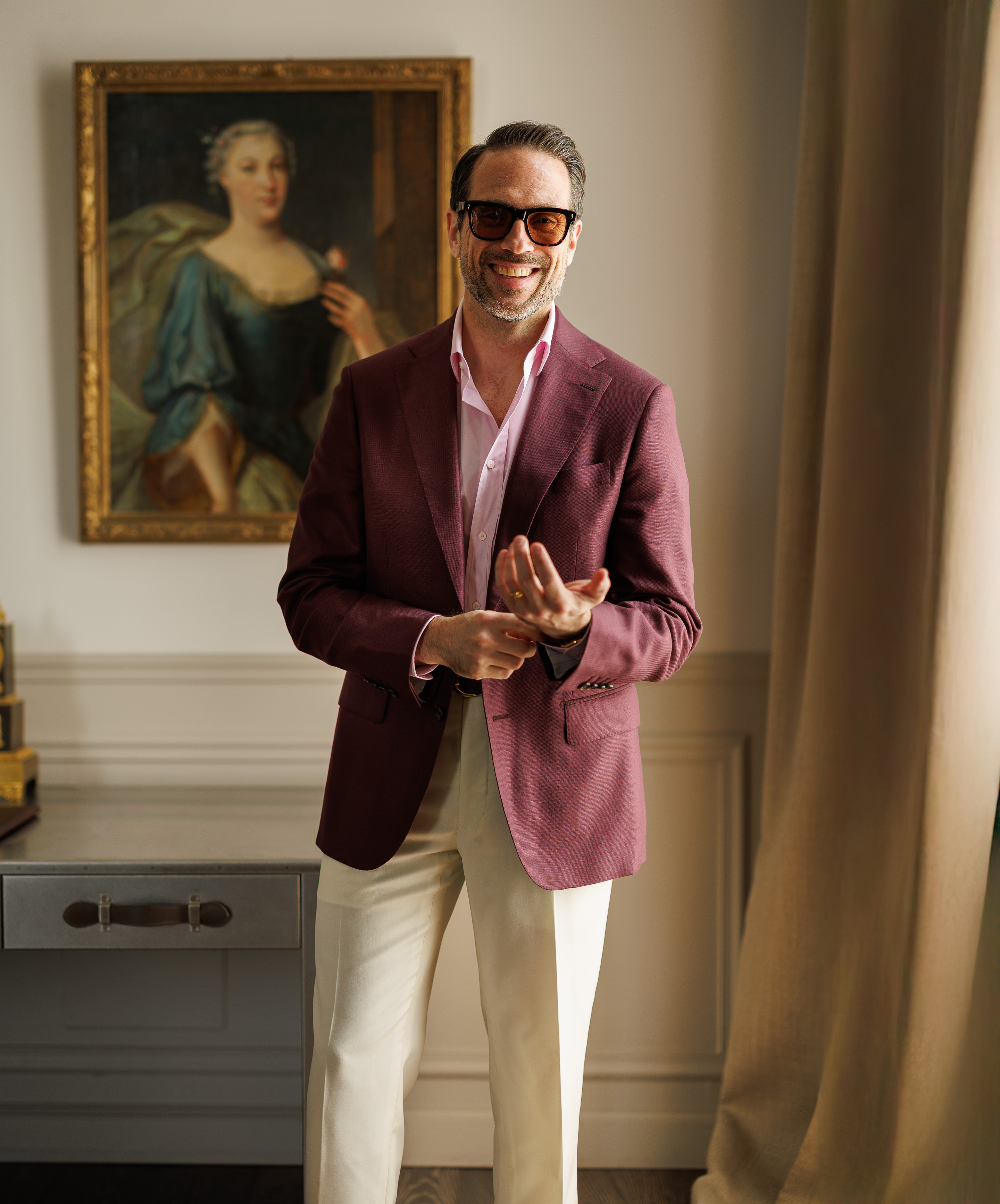 Blending deep merlot with pale pink for a refined take on warm-weather color. 

 #LTKSeasonal #LTKOver40 #LTKMens