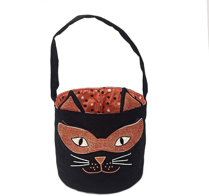 Mon Ami Cat Halloween Bag, Trick or Treat Bag for Kids, Basket Tote Bag, Tote Gift Bucket for Hal... | Amazon (US)