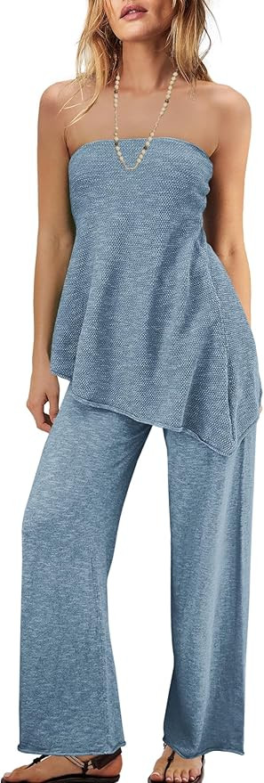 Panadila Womens Off Shoulder Sweater Set 2 Piece Outfits Summer Vacation Knit Matching Lounge Set... | Amazon (US)