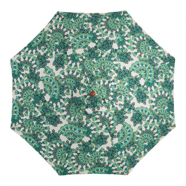 Green Peacock Feather 9 Ft Replacement Umbrella Canopy | World Market